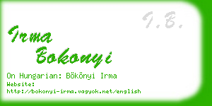 irma bokonyi business card